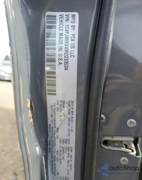 2021 Jeep Cherokee Latitude Lux from USA, damaged, VIN 1C4PJMMX4MD233534